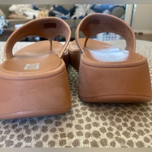 Fitflop womens f-mode platform woven raffia tan sandals - Picture 8 of 10